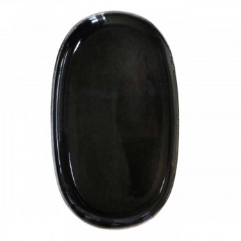 Plat ovale en grès noir