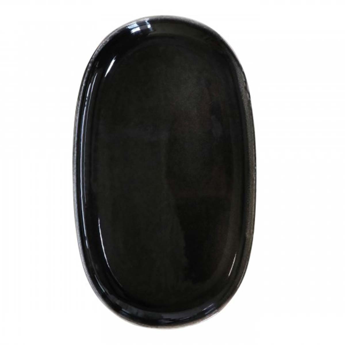 Plat ovale en grès noir