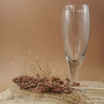 Ambiance déco Flûte à champagne en verre ciselée motif feuilles