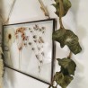 Composition Pancarte à suspendre rouillée en verre fleurs blanches