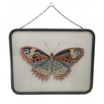 Cadre en verre et métal avec chaine motif papillon