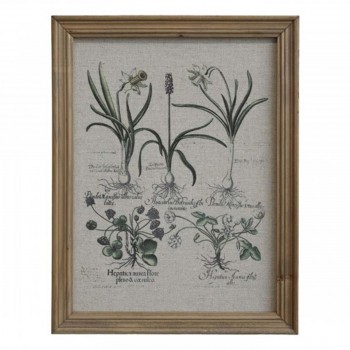 Tableau en bois et toile motifs fleurs botaniques