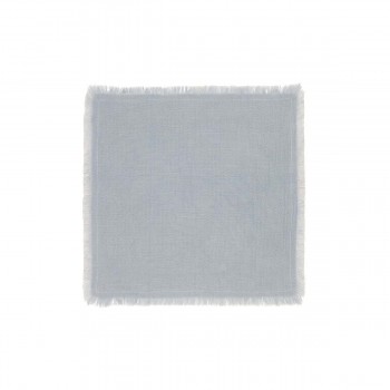 Serviette de table en gaze de coton bleu clair avec frange