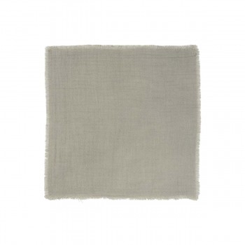 Serviette de table en gaze de coton gris avec frange