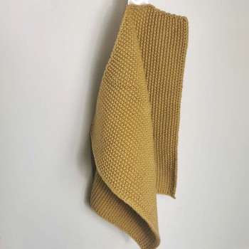 Ambiance déco Torchon à main en coton tricoté jaune
