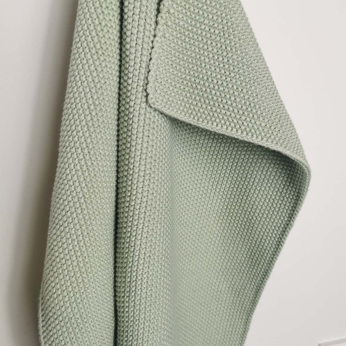 Essuie de vaisselle/torchon, coton bio, à rayures vert eau, 50 x 70 cm