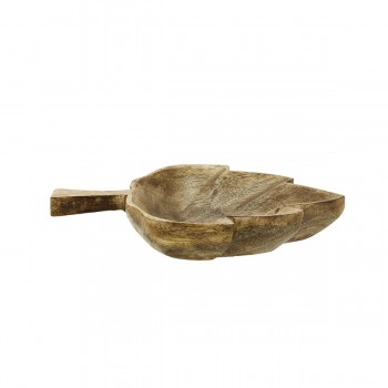 Vide poche en bois manguier en forme feuille