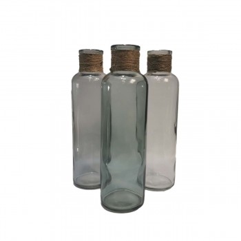 Lot de 3 vases bouteille en verre transparent