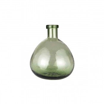 Grand vase ballon en verre soufflé à la main vert