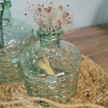 Composition Vase en verre transparent fil de fer