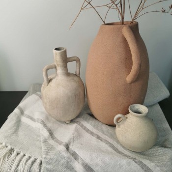 Ambiance déco Vase en terre cuite blanc rustique délavée