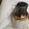 Composition Vase en grès bleu marron