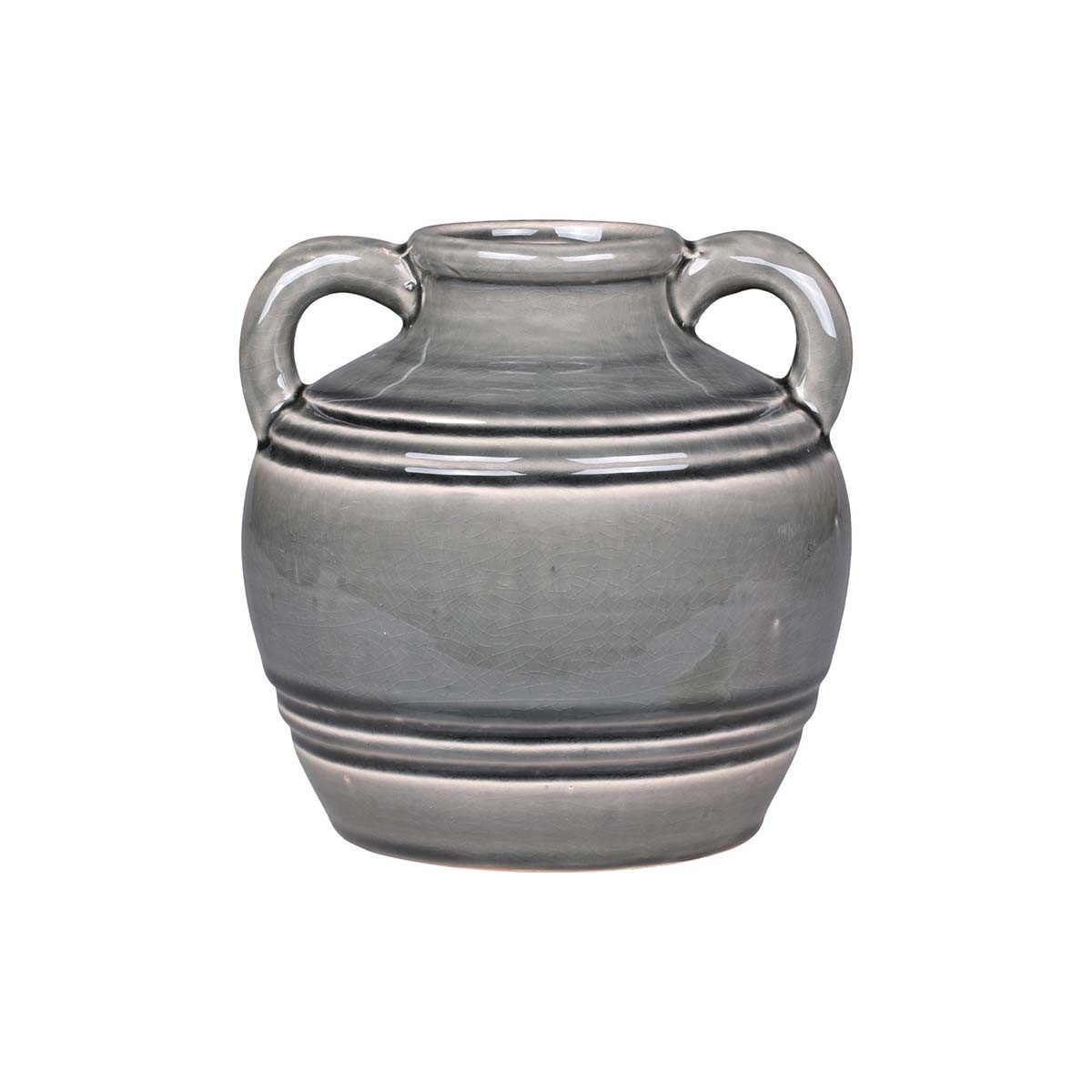 Vase cruche en céramique gris clair avec poignées