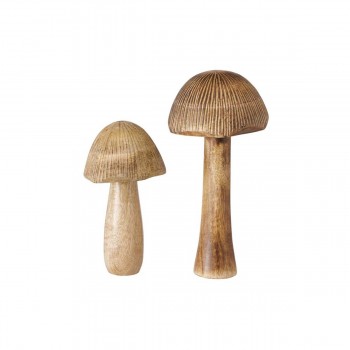 Lot de 2 champignons décoratif en bois