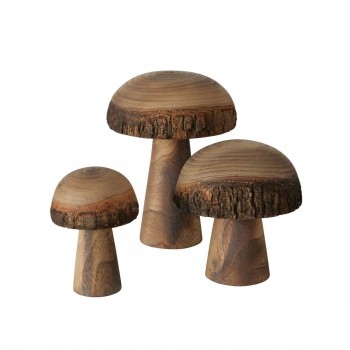 Lot de 3 champignons décoratif en bois