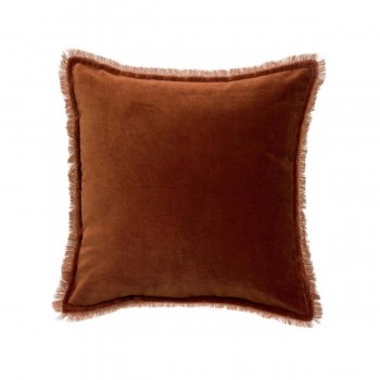 Coussin carré en coton marron
