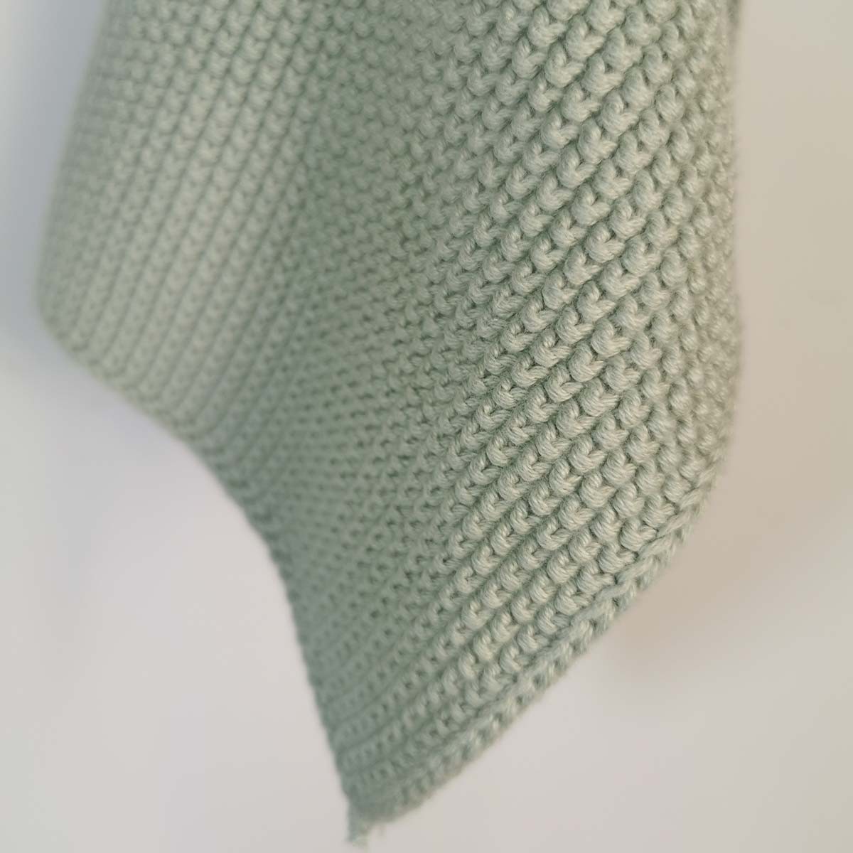 Composition Torchon à main en coton tricoté vert d'eau