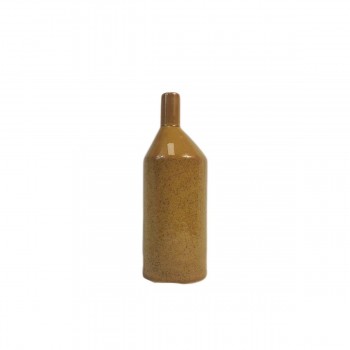 Vase bouteille en grès jaune