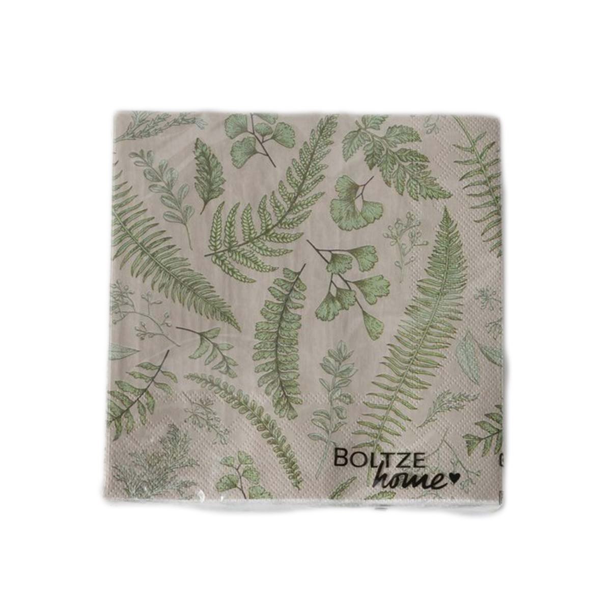 Lot de 20 serviettes papier vert motifs feuilles Boltze - La déco 2B
